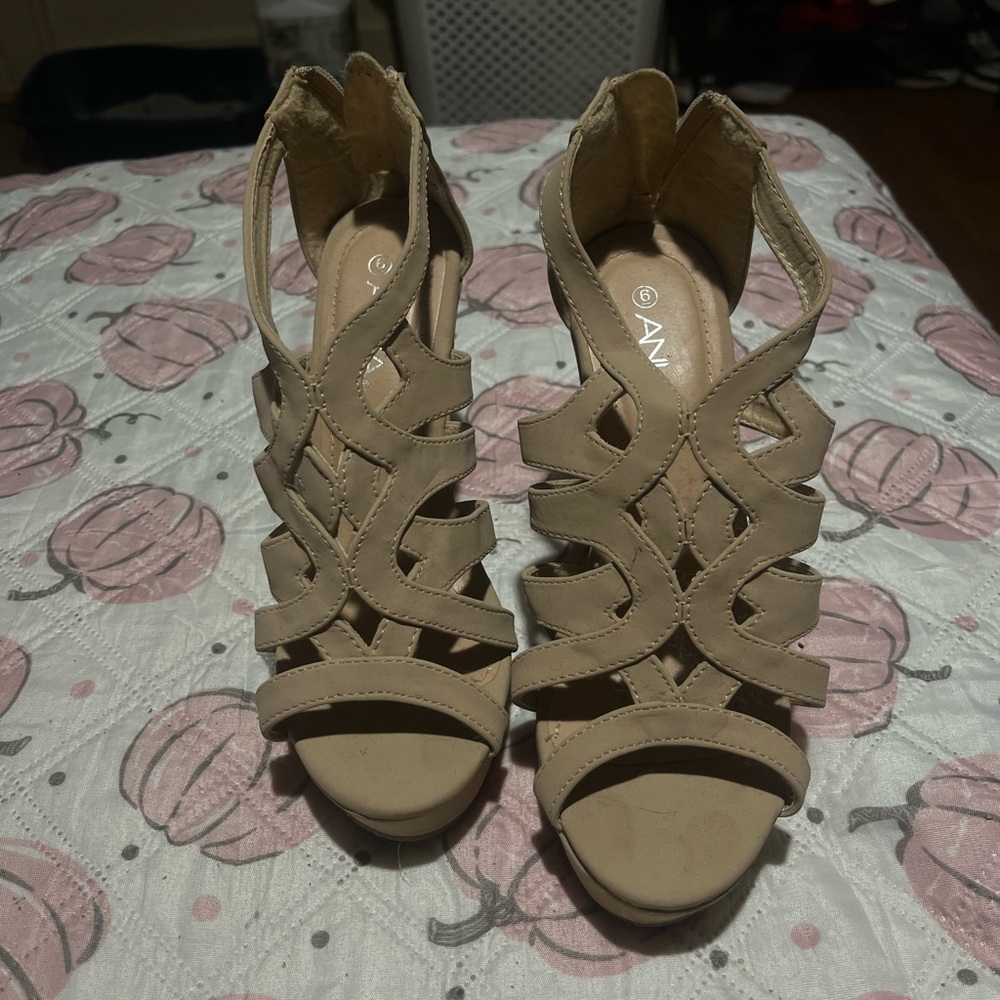 Tan Strappy Heeled Sandals